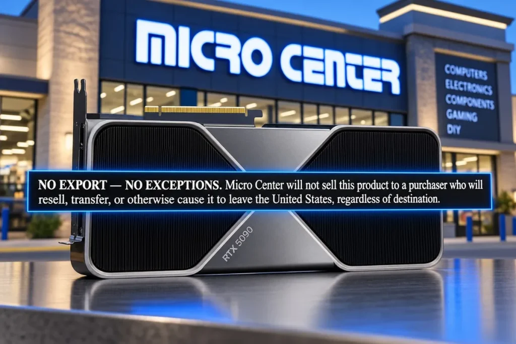 Micro Center exige identificación y una declaración de no exportación para vender la RTX 5090 Microcenter RTX 5090 — Micro Center exige identificación y una declaración de no exportación para vender la RTX 5090