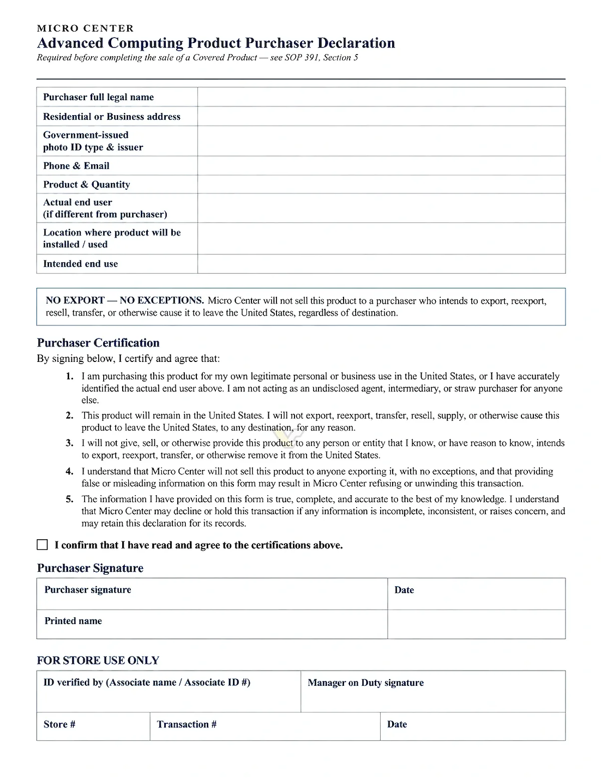 Microcenter RTX 5090 — Micro Center now requires RTX 5090 buyers to show ID and sign no-export declaration