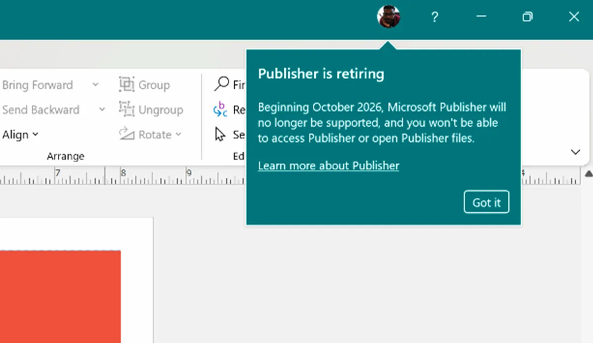Aviso del fin de soporte de Microsoft Publisher en octubre de 2026