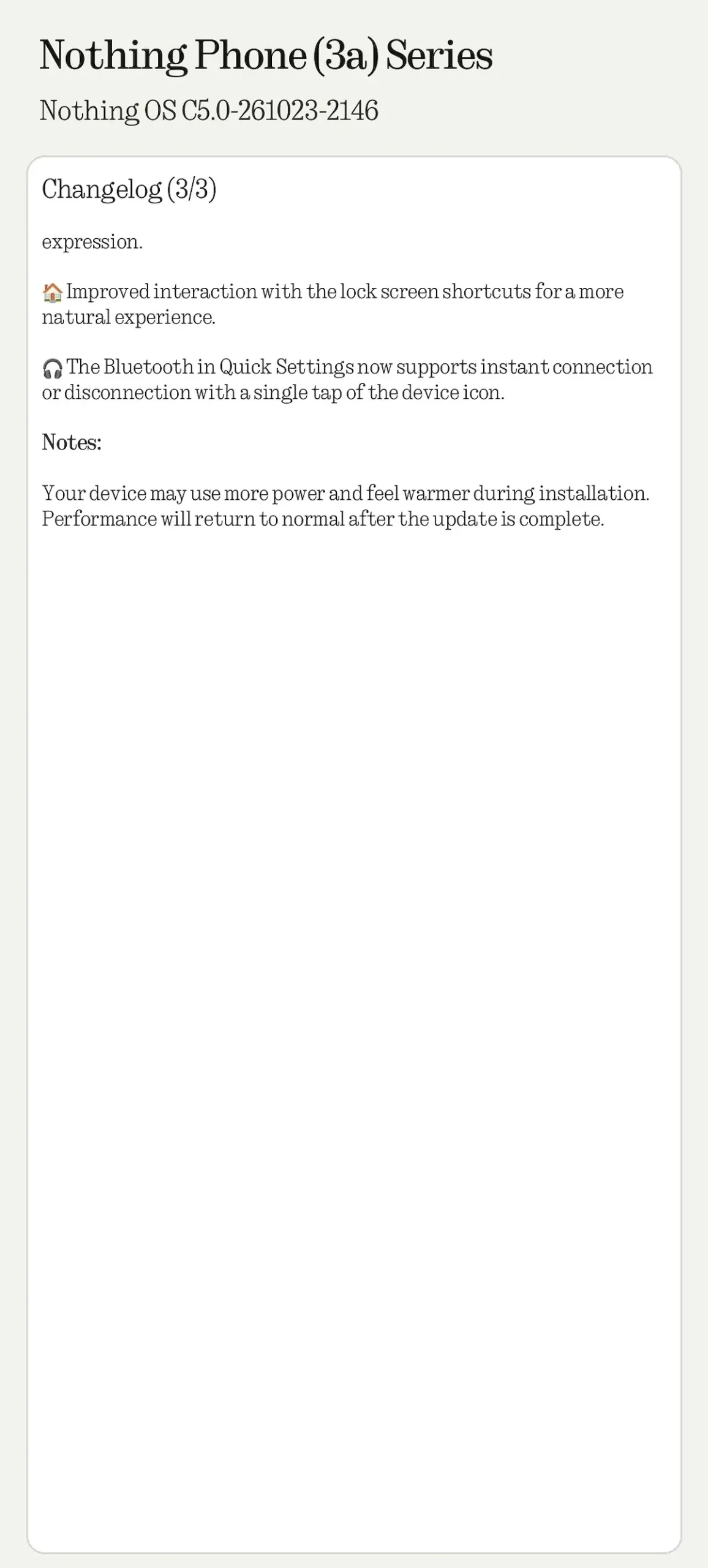 Nothing Phone 3a Android 17 stable update changelog 3