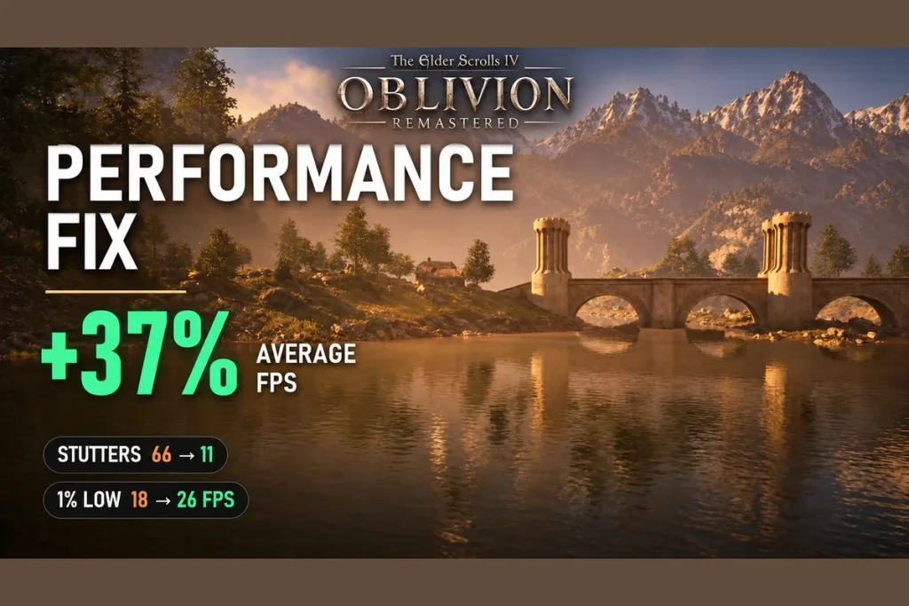 Oblivion Remastered Performance Fix — Un mod de Oblivion Remastered hecho con Claude AI sube los FPS más de un 40 % y reduce los tirones
