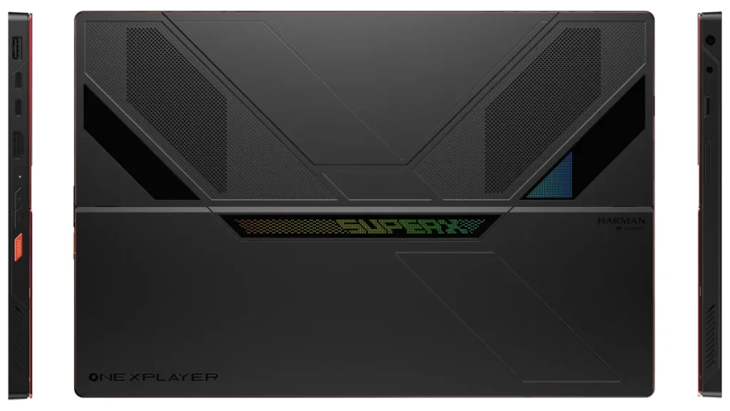 Parte trasera de ONEXPLAYER Super X Pro con soporte