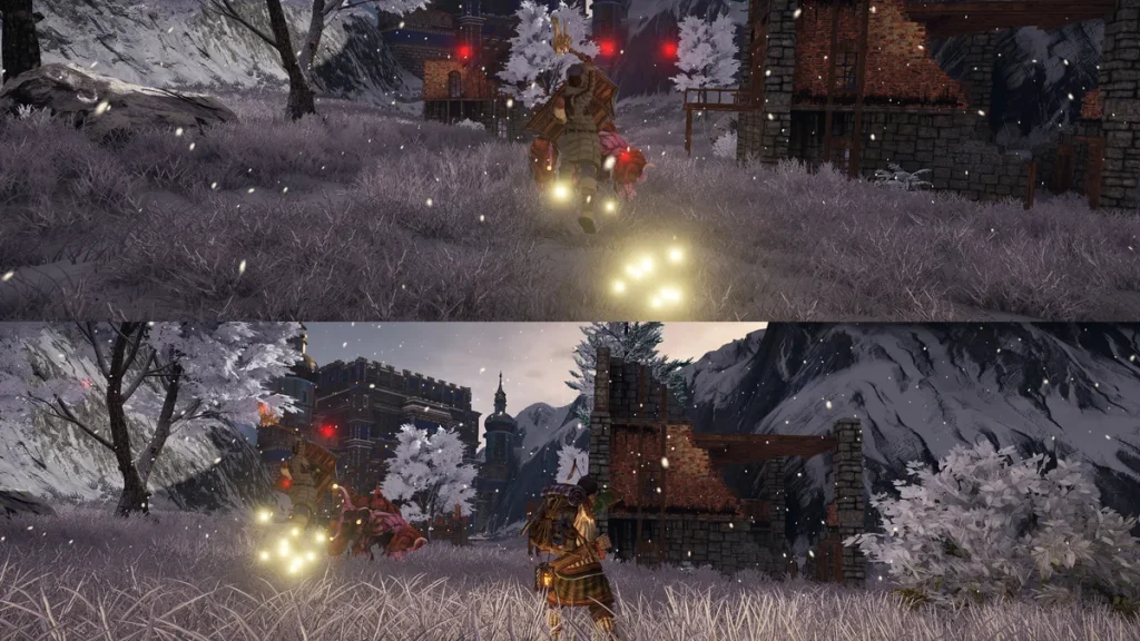 An image showing a split screen in Outward Definitive Edition.