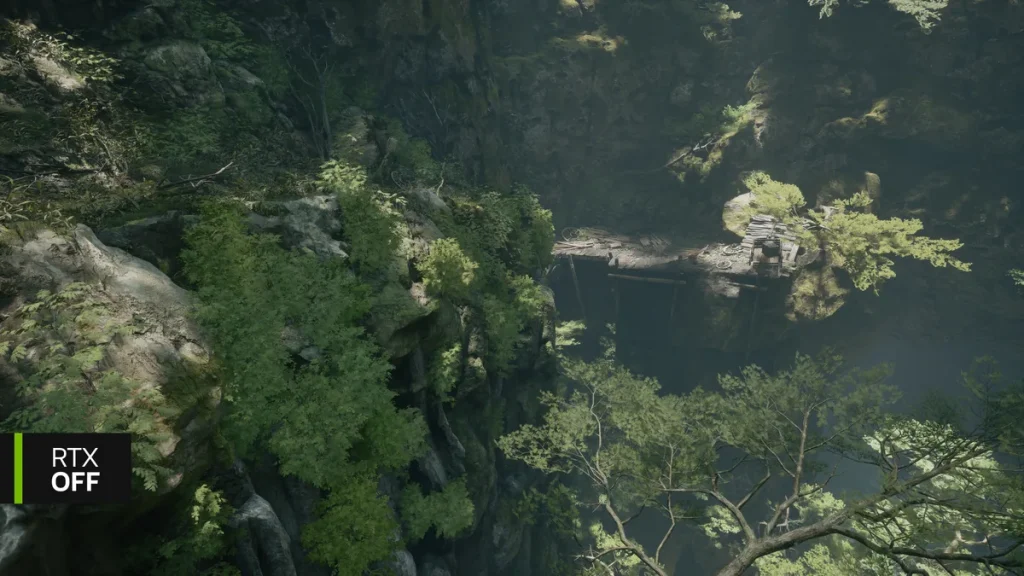Escena de Phantom Blade Zero con path tracing activado en PC