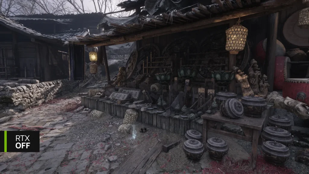 Escena de Phantom Blade Zero en PC con path tracing activado