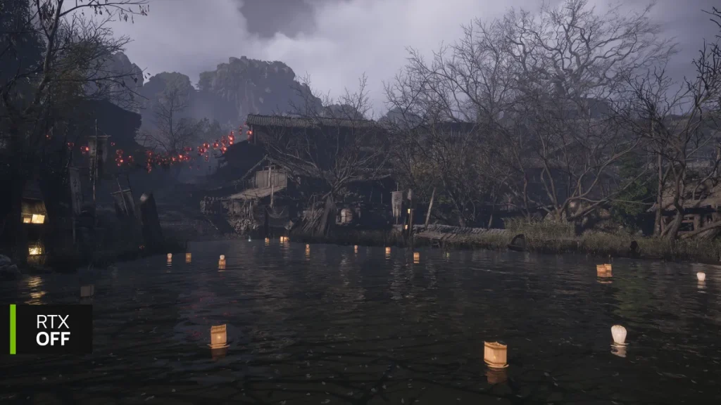 Otra escena de Phantom Blade Zero en PC con path tracing activado