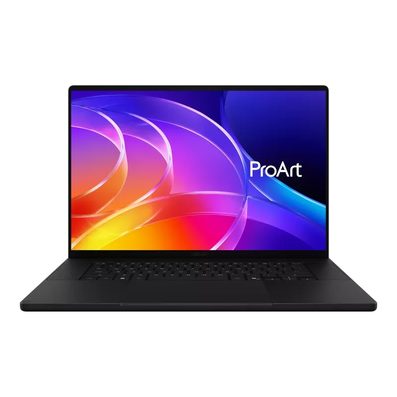 Vista frontal del Asus ProArt P16 con RTX Spark, mostrando pantalla y teclado