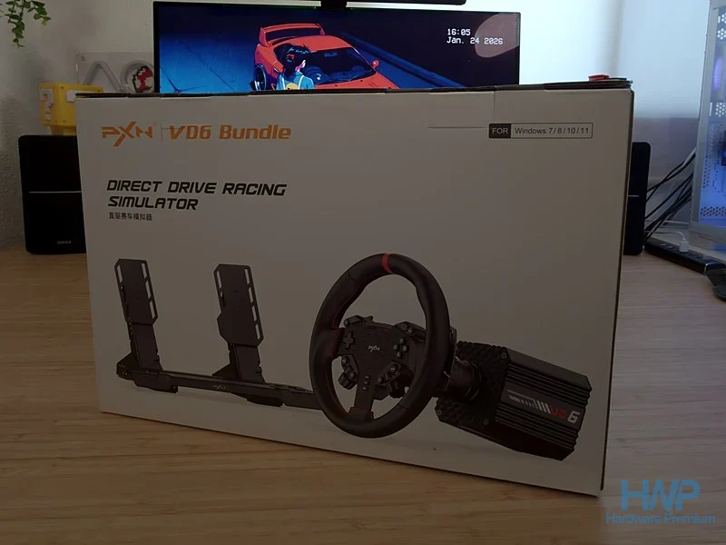 Caja del pack PXN VD6 Bundle con base direct drive, volante y pedalera