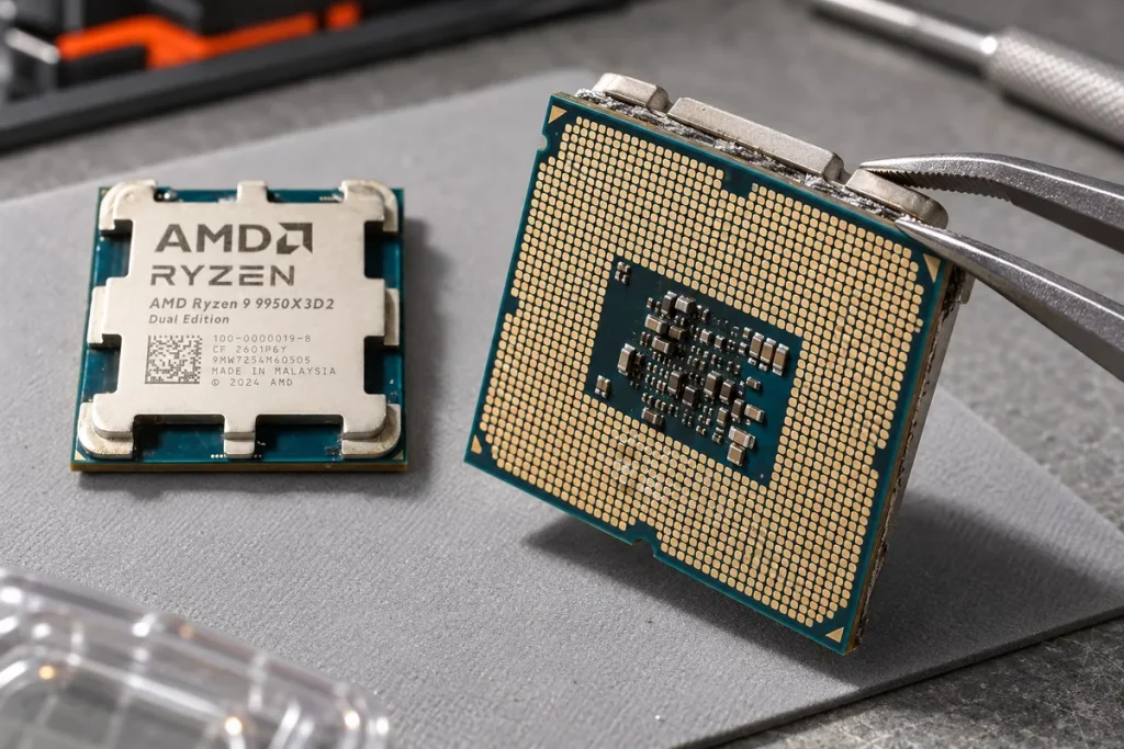 Un cliente asegura que Amazon le envió un procesador AMD Ryzen 9 9950X3D2 con una CPU de Intel debajo Un cliente asegura que Amazon le envió un procesador AMD Ryzen 9 9950X3D2 con una CPU de Intel debajo