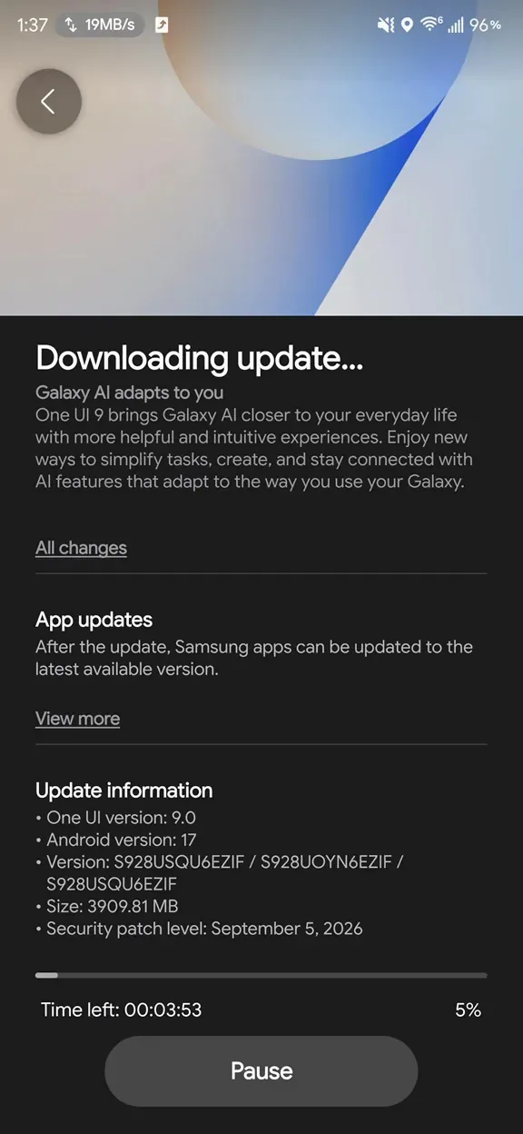 Galaxy S24 Ultra con la actualización estable de Samsung One UI 9 en Estados Unidos