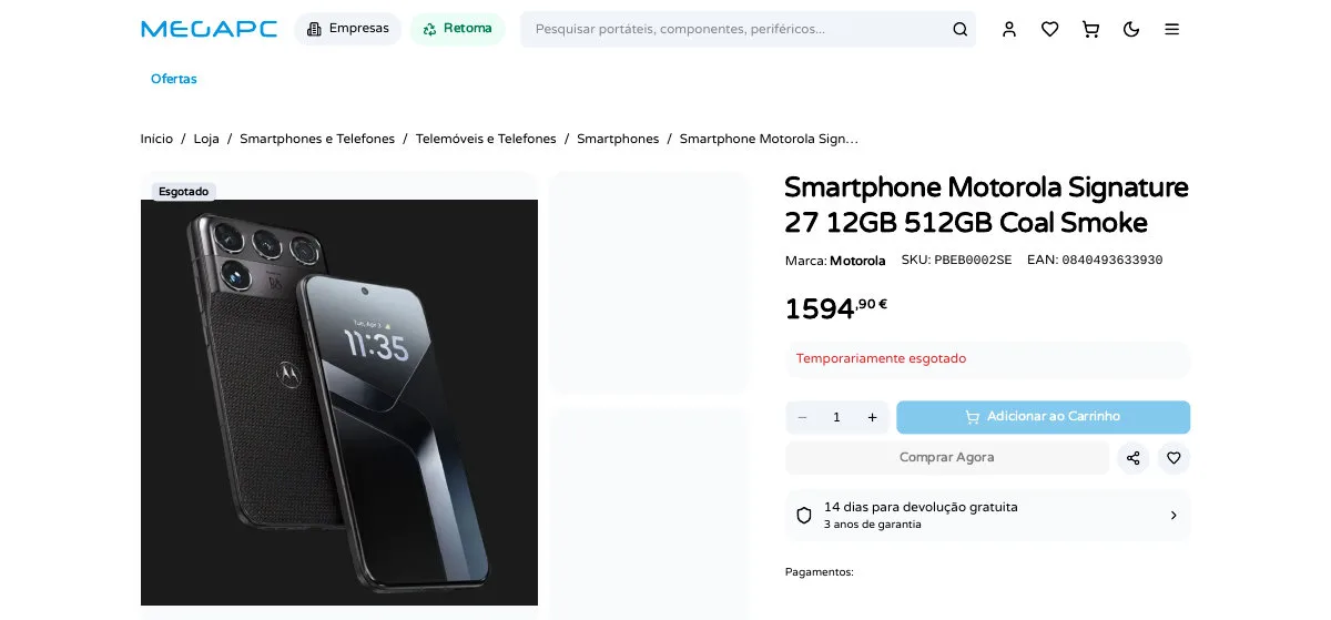 El Motorola Signature 27 y el Razr Flex aparecen con sus precios en un minorista europeo