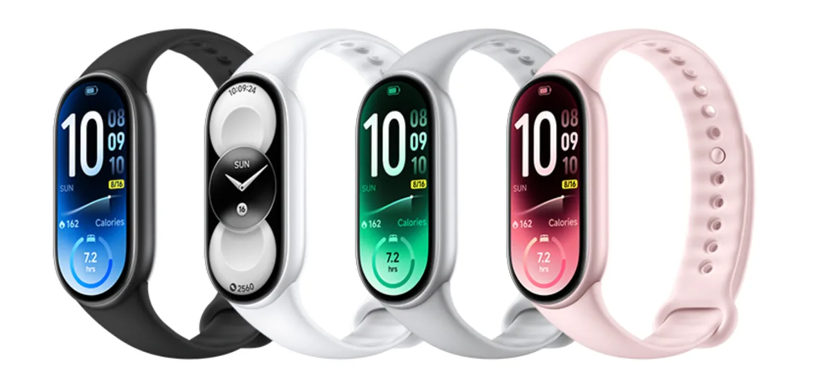 Xiaomi Smart Band 11 en sus cuatro colores: negro, blanco, gris y rosa