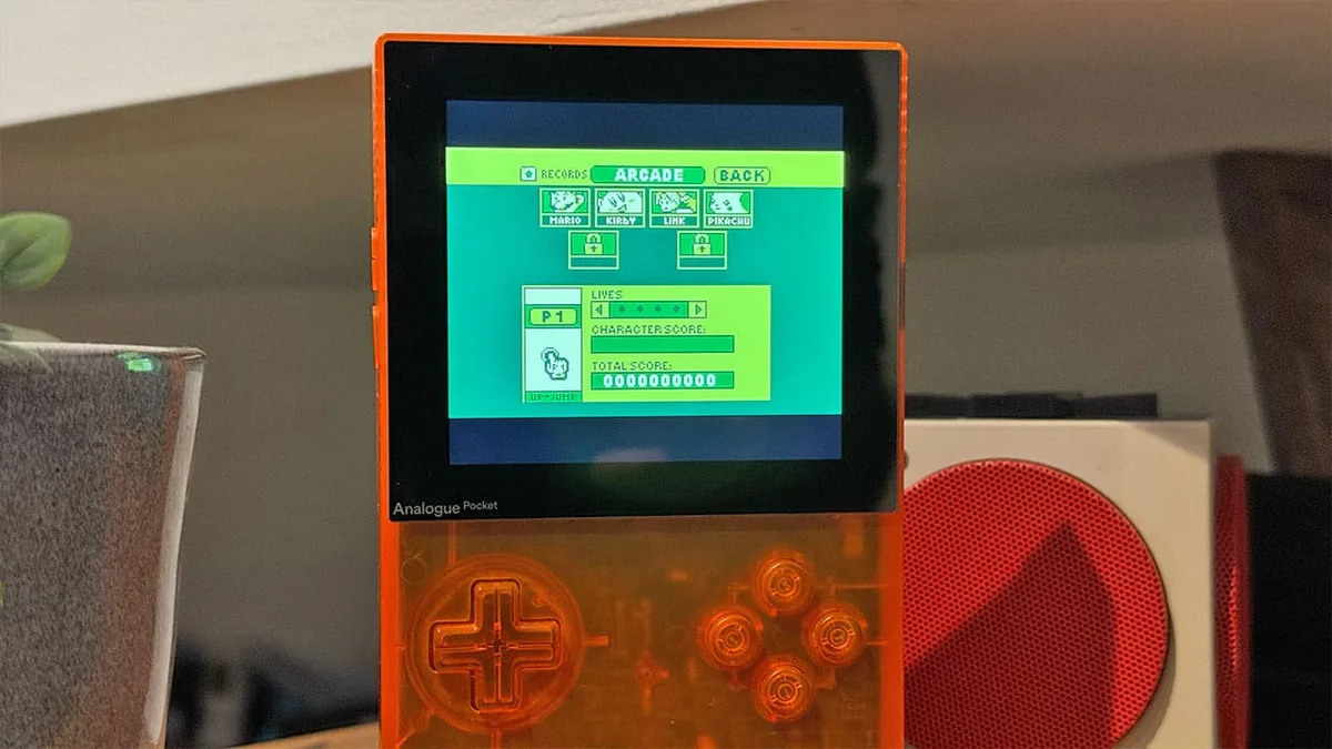 Selección de personaje en Super Smash Land, el port homebrew no oficial para Game Boy Advance