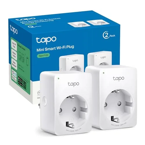 Imagen de producto del pack de dos enchufes inteligentes Tapo P100.