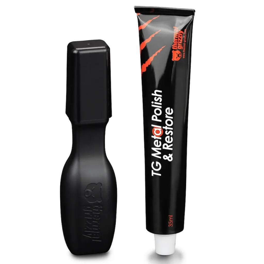 Thermal Grizzly accesorios limpieza — Thermal Grizzly pule matrices y disipadores con su nueva pasta TG Metal Polish