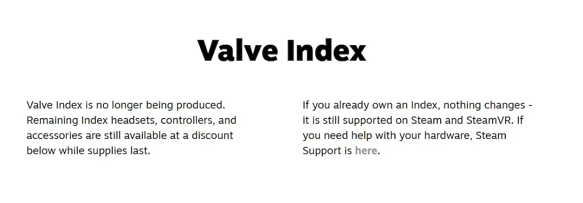 Anuncio de Valve sobre el fin de la producción del Valve Index y su rebaja en Steam