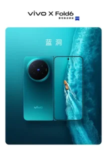 The Vivo X Fold6 in Blue colorway