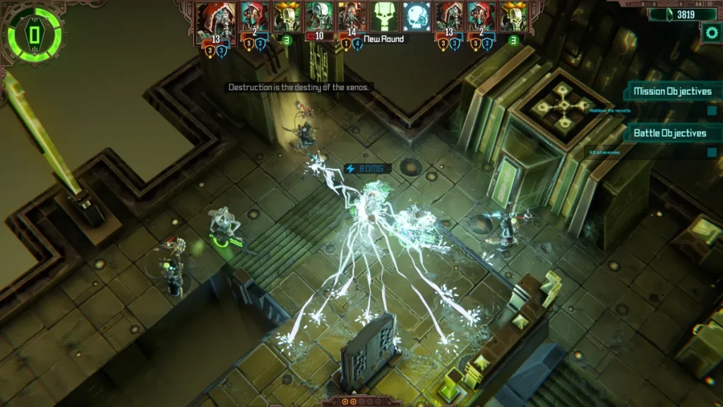 Pictured: a gameplay screenshot from Warhammer 40,000: Mechanicus.