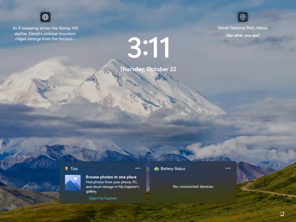 Widget Estado de batería mostrado en la pantalla de bloqueo de Windows 11