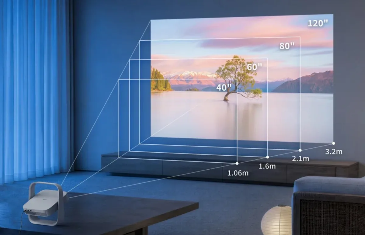 El Xgimi Elfin Flip Pro proyecta una imagen de hasta 120 pulgadas sobre la pared